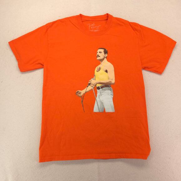 Queen Band Crew Neck Graphic Short Sleeve T Shirt Mens Size Medium M Orange - Picture 2 of 9